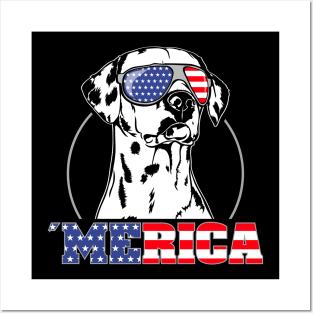 Dalmatian American Flag Merica patriotic dog Posters and Art